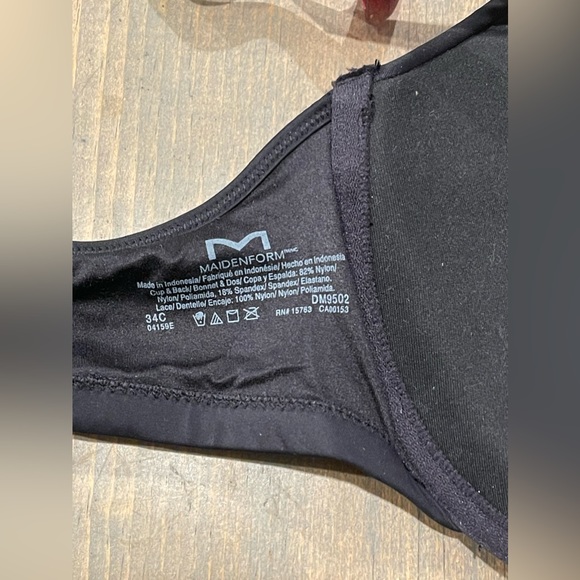 NWT Maidenform Women’s Solid Black Extra Coverage T-Back Bra Sz: 34C DM9502 - Picture 7 of 8